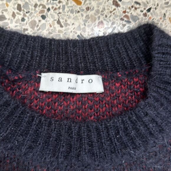 Sandro Paris navy red chevron sweater medium m - Picture 4 of 7